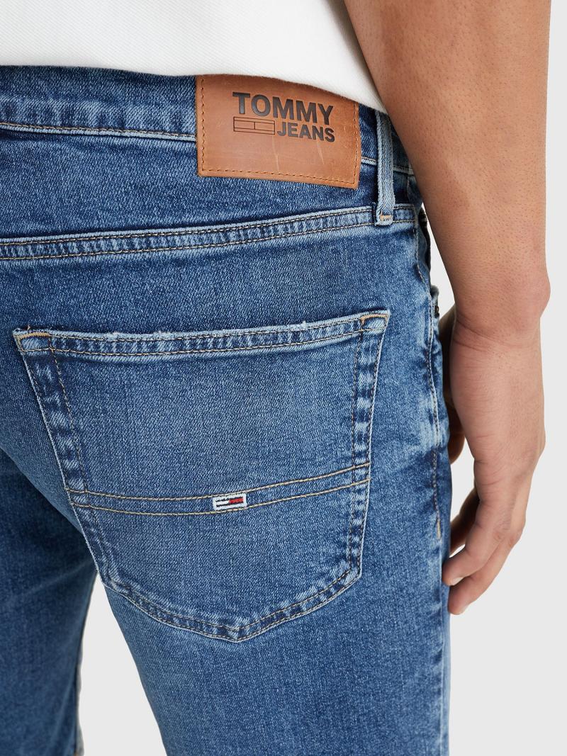 Férfi Tommy Hilfiger Medium wash mid rise slim fit Farmer Nadrág Kék | HU 1155WNB